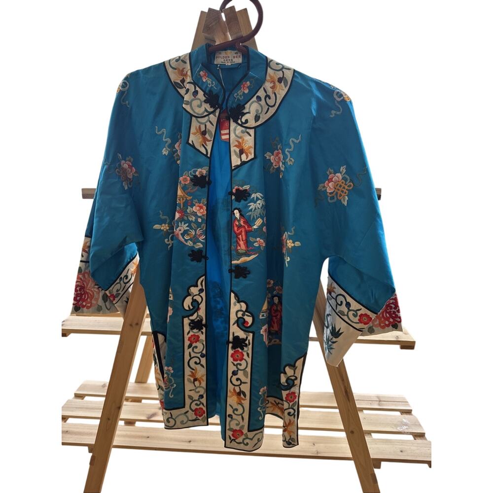 Vintage Golden Bee Chinese Mandarin Jacket Size Large